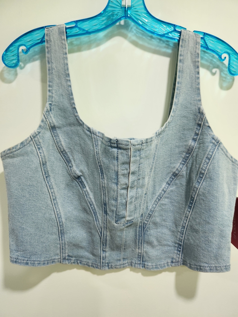 Shoe Dazzle Light Blue Denim Crop Tank